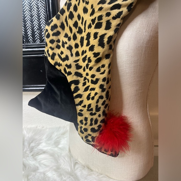 Stocking 🎄🎅🏼VINTAGE Oi San Francisco Leopard and Feather Stocking - Picture 2 of 10